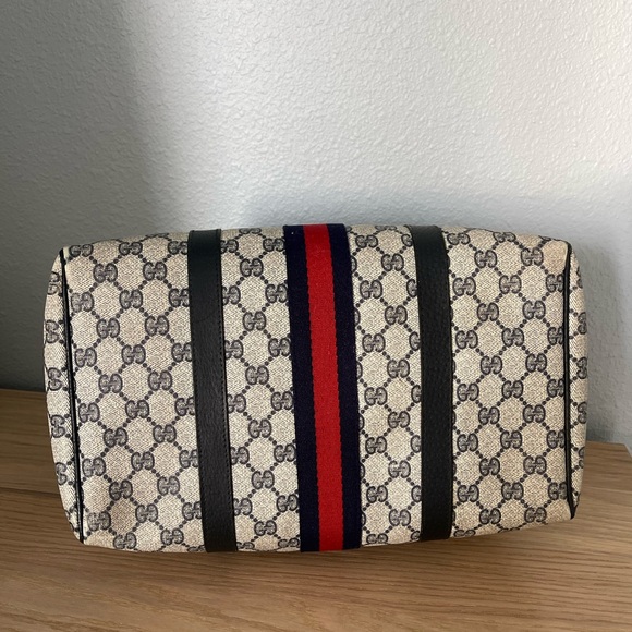 Gucci Vintage Sherry Line Guccissima Canvas Leather Trim Boston Bag - Picture 3 of 14